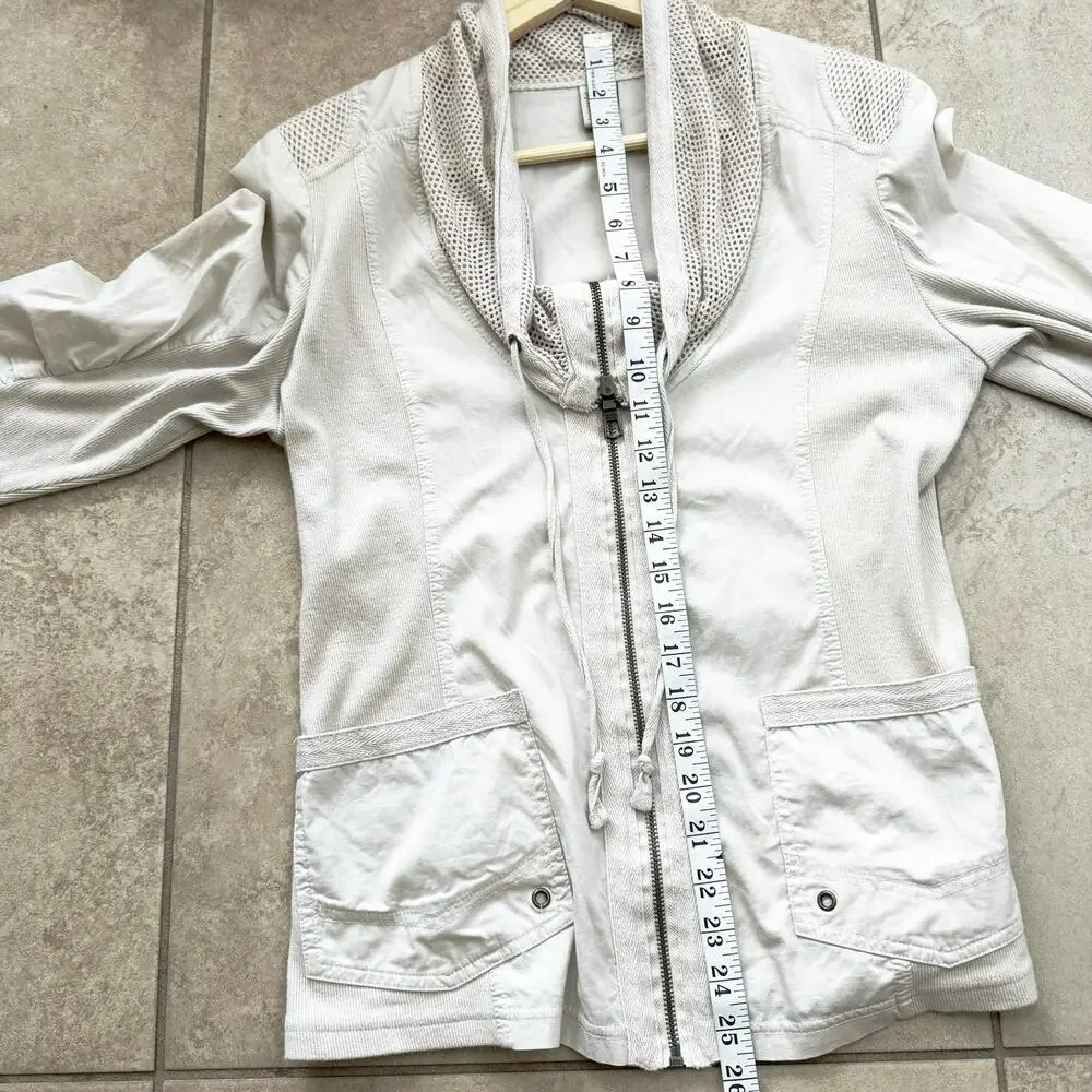 XCVI Parachute Jacket Women’s Zip Up Lightweight Beige Cargo Utility Pockets Top